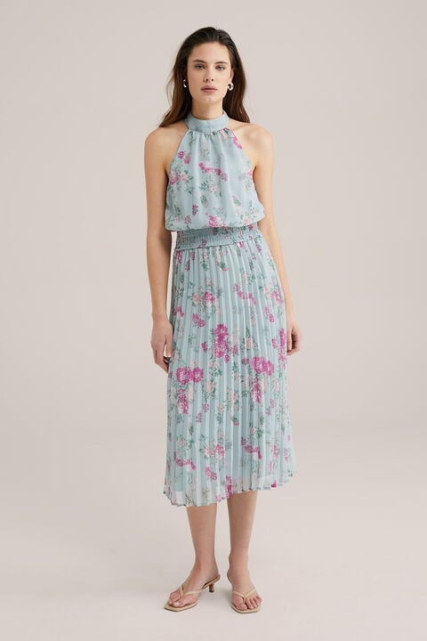 we fashion Robe plissée à motif femme Vert clair