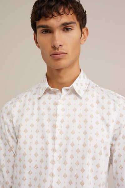 We Fashion Satijn Look Overhemd Met Dessin Wit