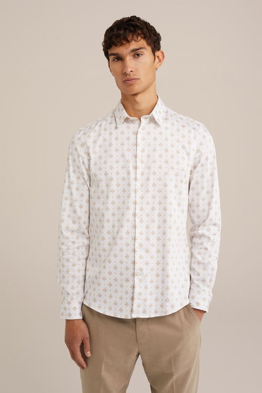 We Fashion Satijn Look Overhemd Met Print Wit