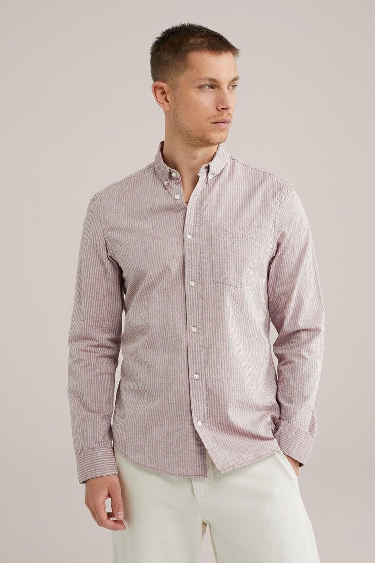 We Fashion Seersucker Overhemd Bruin