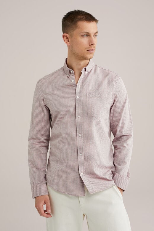 We Fashion Seersucker Overhemd Bruin