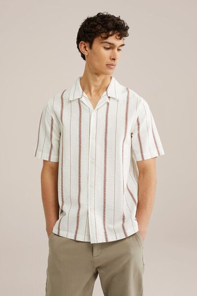 We Fashion Seersucker Overhemd Gebroken Wit