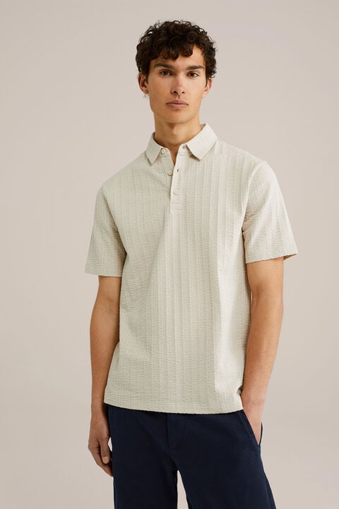 we fashion Seersucker polo Beige
