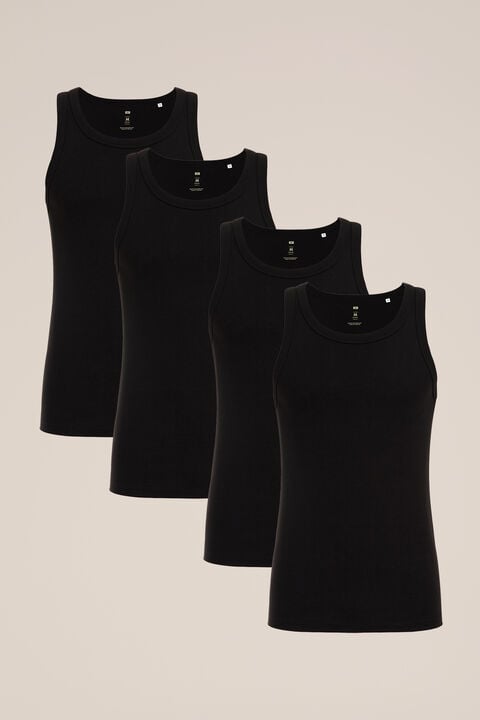 we fashion singlet 4-pack Zwart