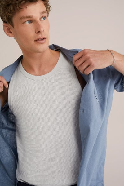 We Fashion Singlet Met Structuur Lichtgrijs