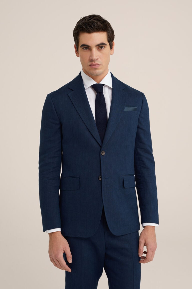We Fashion Slim Fit Blazer Donkerblauw