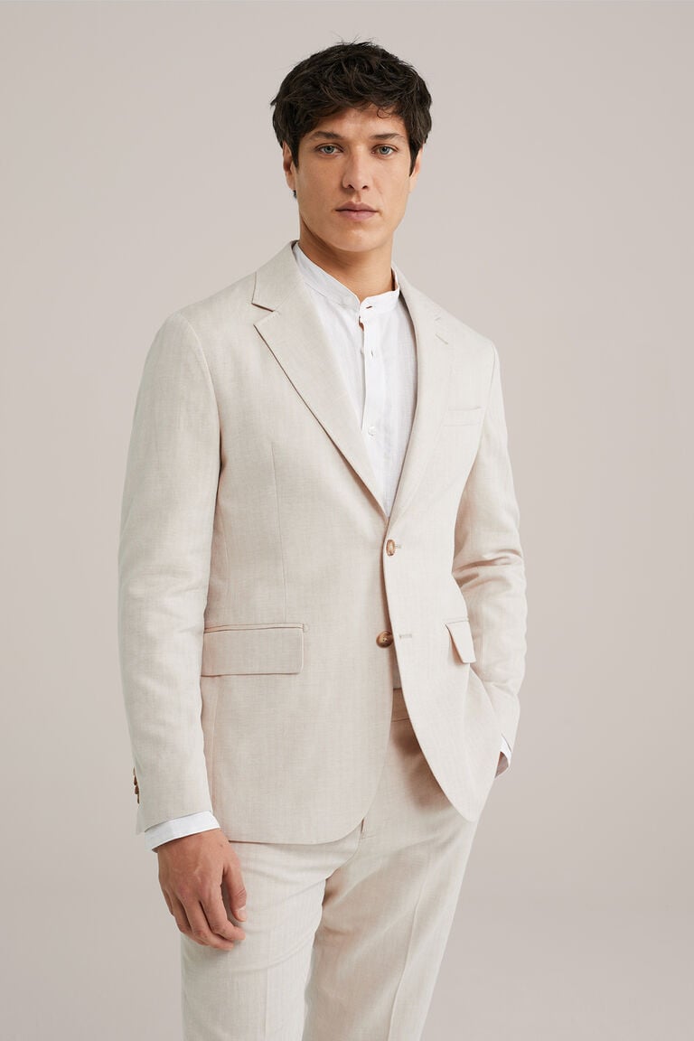 We Fashion Slim Fit Blazer Met Stretch Beige