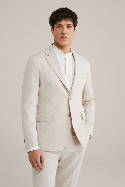 We Fashion Slim Fit Blazer Met Stretch Beige