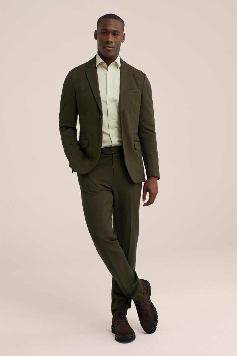 We Fashion Slim Fit Blazer Met Stretch Mosgroen