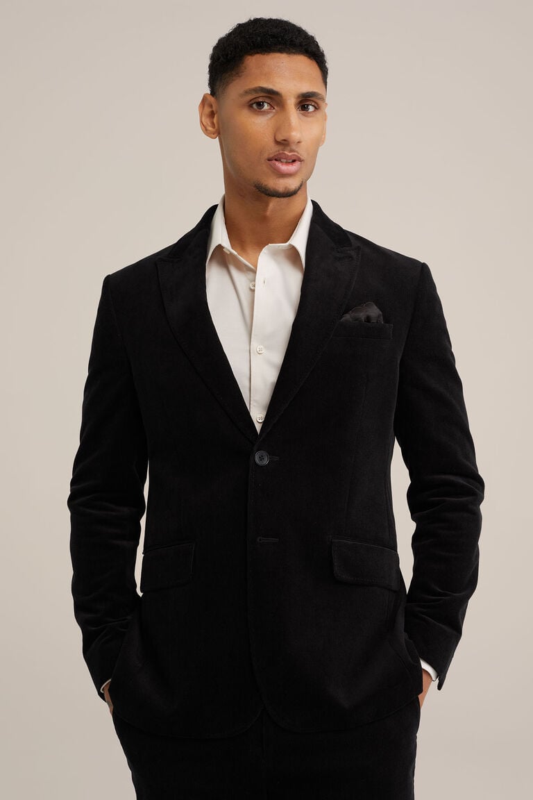 We Fashion Slim Fit Blazer Van Corduroy Zwart