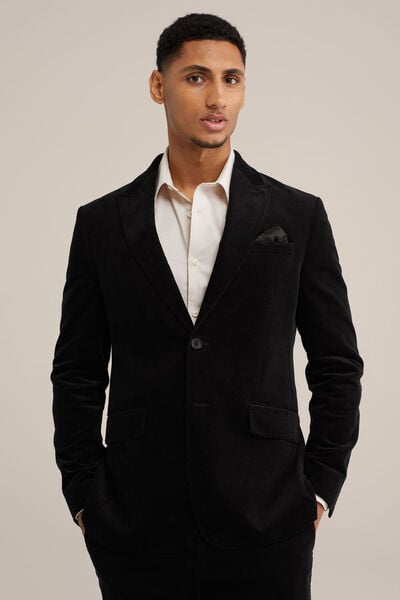 We Fashion Slim Fit Blazer Van Corduroy Zwart