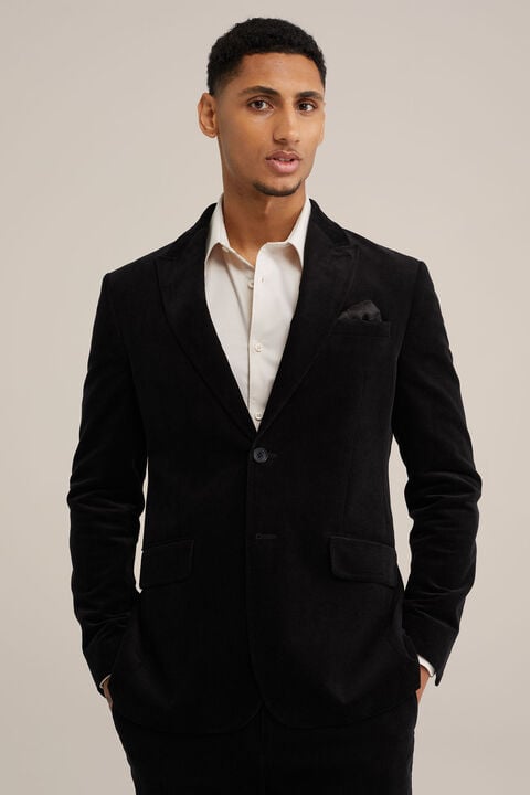 we fashion slim fit blazer van corduroy Zwart