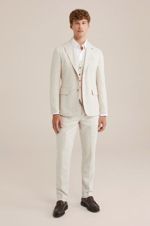 we fashion Slim fit blazer van linnenmix Beige