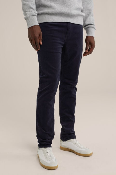 we fashion slim fit broek van corduroy Donkerblauw