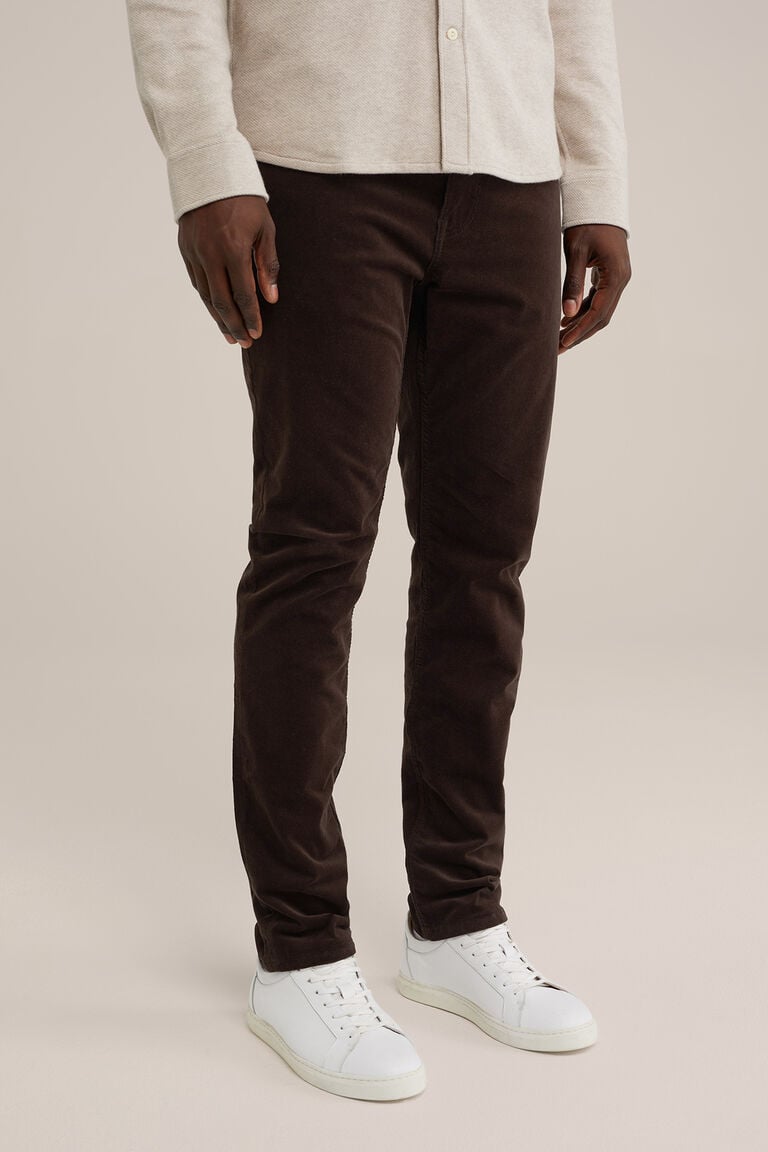 We Fashion Slim Fit Broek Van Corduroy Donkerbruin
