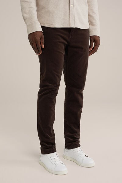 We Fashion Slim Fit Broek Van Corduroy Donkerbruin