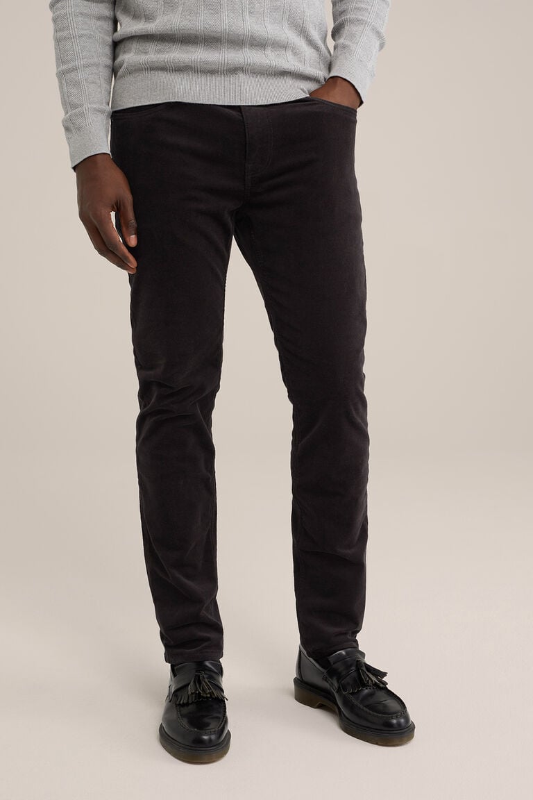 We Fashion Slim Fit Broek Van Corduroy Zwart