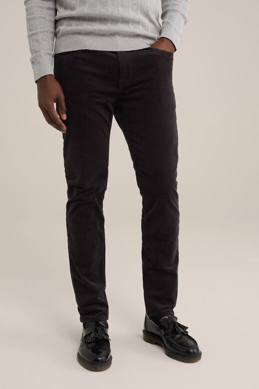 We Fashion Slim Fit Broek Van Corduroy Zwart