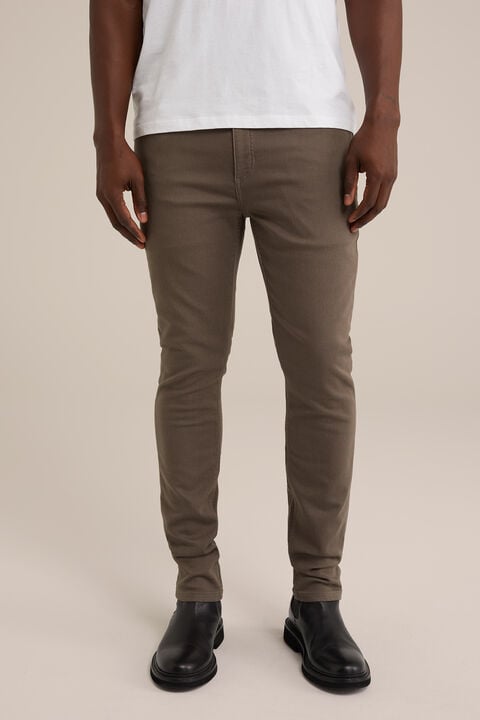 we fashion slim fit broek van jog denim Mosgroen