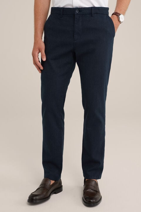 we fashion slim fit chino met dessin Donkerblauw