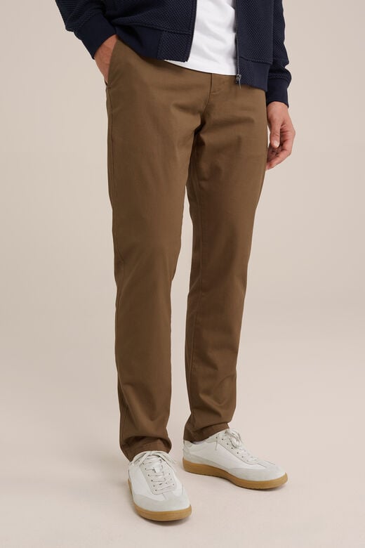 We Fashion Slim Fit Chino Met Stretch Roestbruin