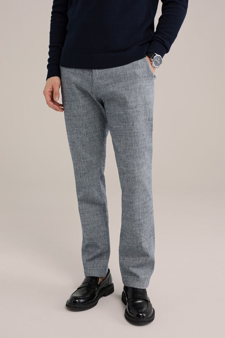 We Fashion Slim Fit Chino Met Structuur Grijsblauw
