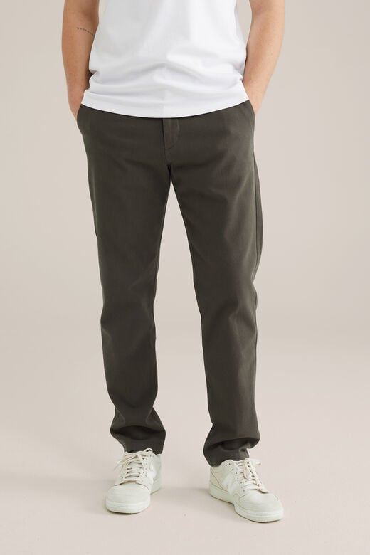 We Fashion Slim Fit Chino Met Structuur Grijsgroen
