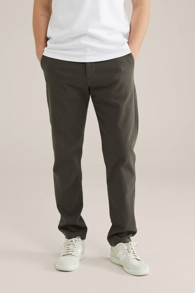 We Fashion Slim Fit Chino Met Structuur Grijsgroen
