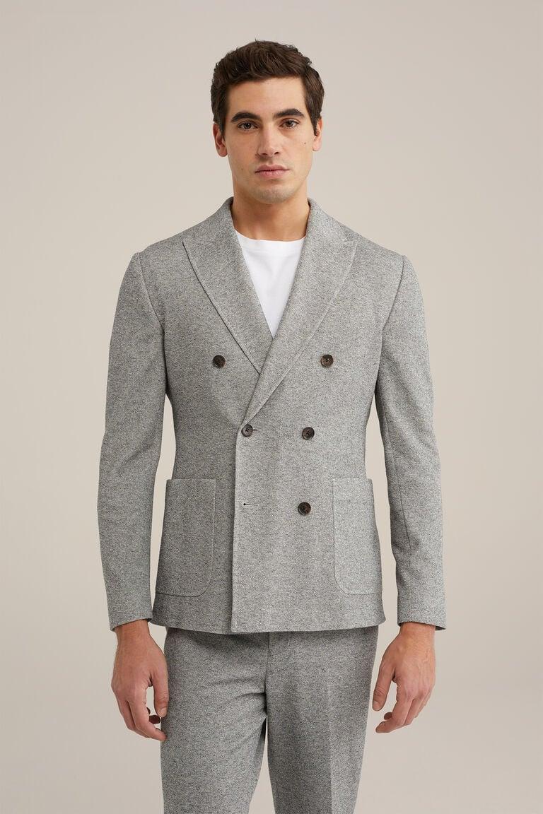 We Fashion Slim Fit Fijngebreide Blazer Grijs