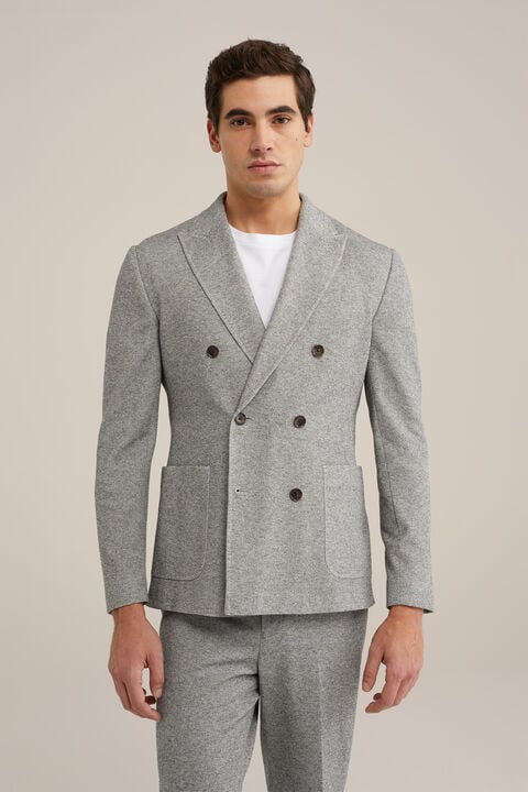 we fashion slim fit fijngebreide blazer Grijs