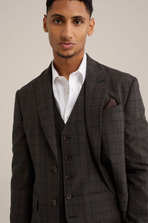 we fashion slim fit gilet met ruit Bruin