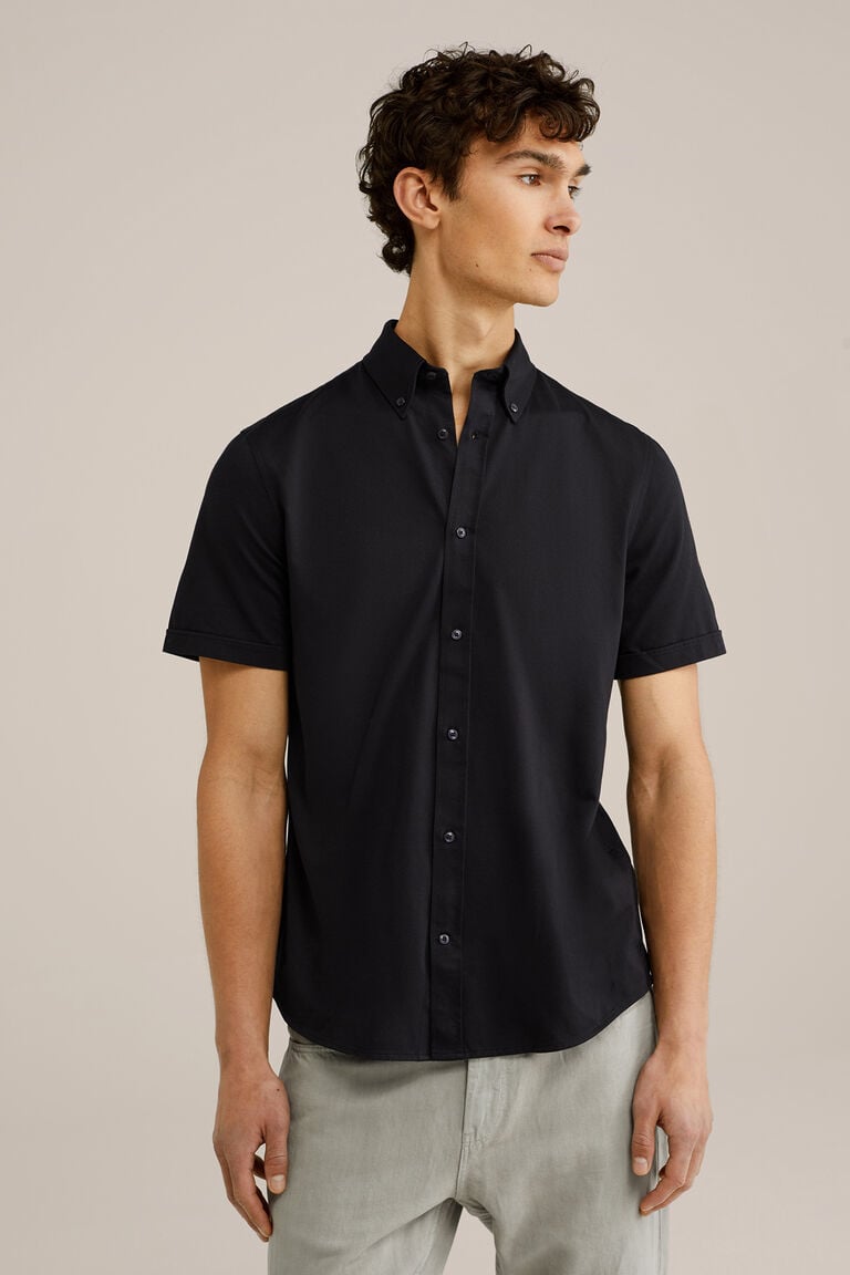 We Fashion Slim Fit Overhemd Met Stretch Zwart
