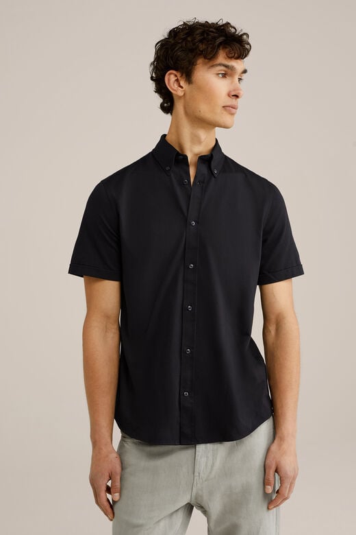 We Fashion Slim Fit Overhemd Met Stretch Zwart