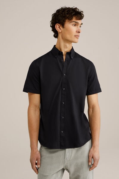 We Fashion Slim Fit Overhemd Met Stretch Zwart