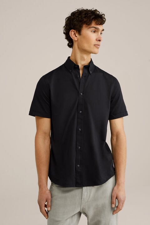we fashion slim fit overhemd met stretch Zwart