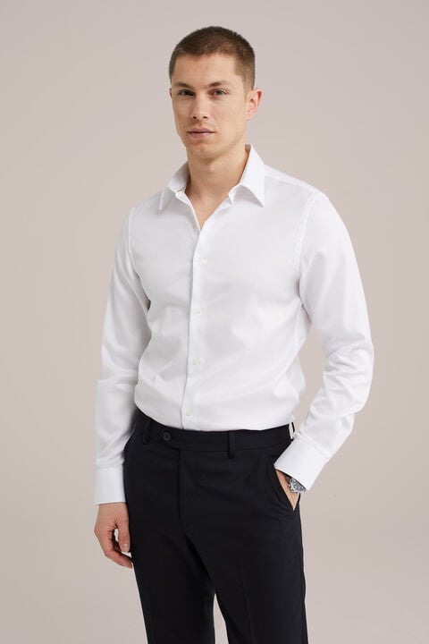 we fashion Slim fit overhemd met structuur Wit