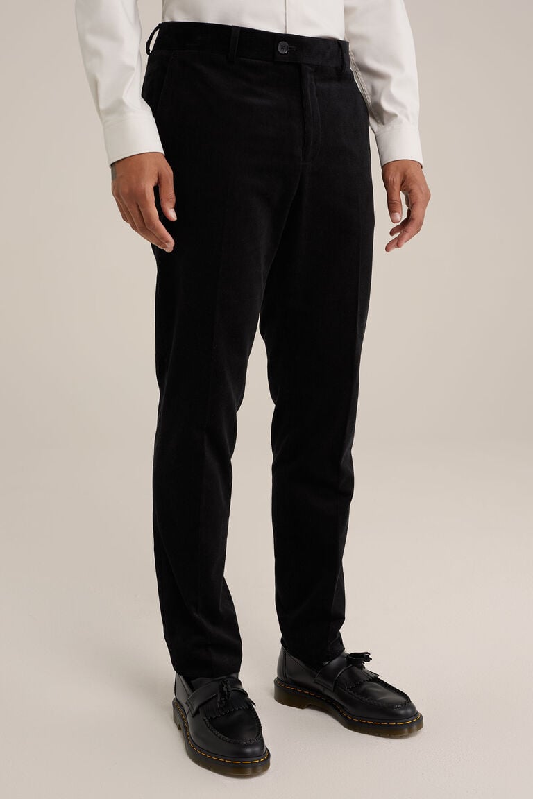 We Fashion Slim Fit Pantalon Van Corduroy Zwart