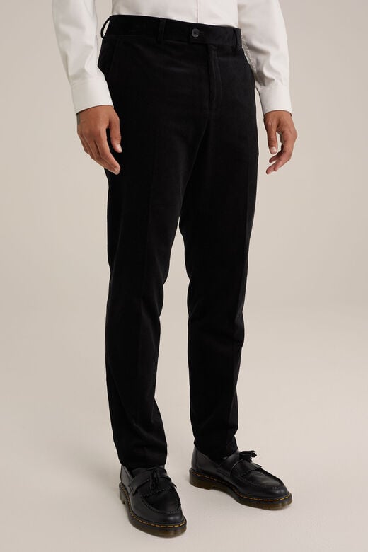 We Fashion Slim Fit Pantalon Van Corduroy Zwart