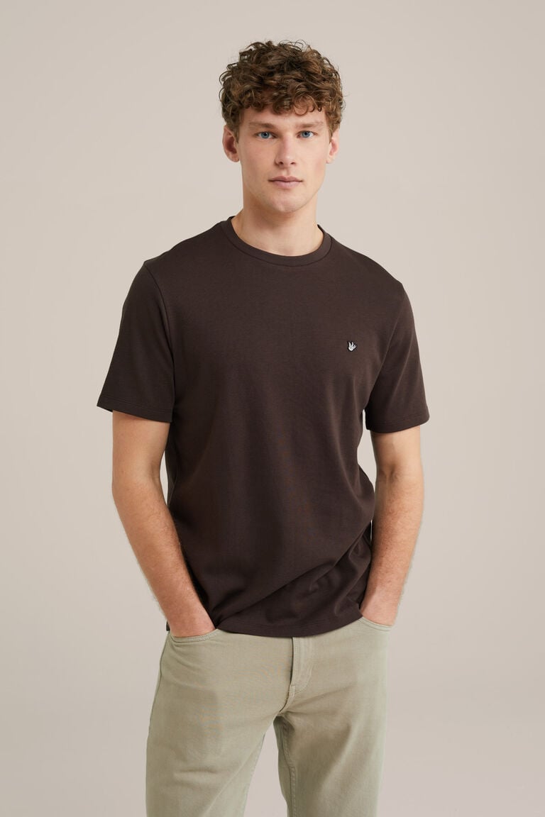 We Fashion Slim Fit T-shirt Donkerbruin