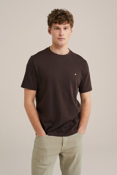 We Fashion Slim Fit T-shirt Donkerbruin