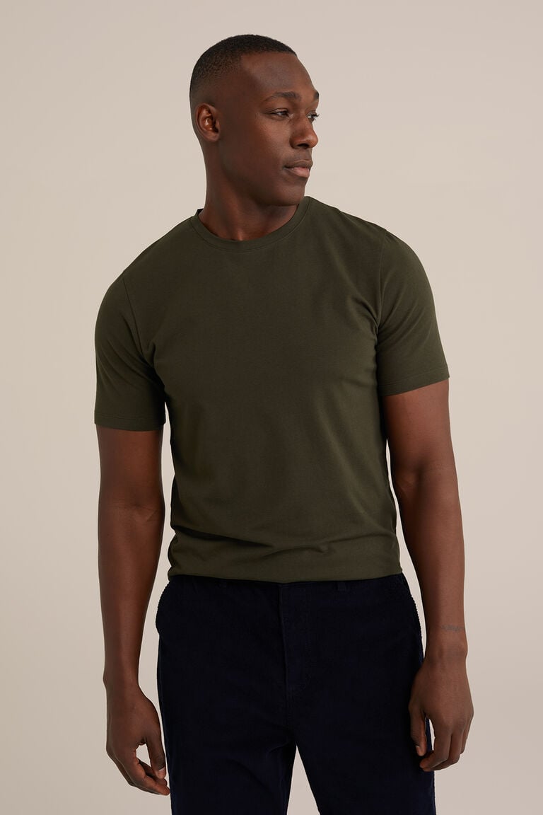 We Fashion Slim Fit T-shirt Donkergroen