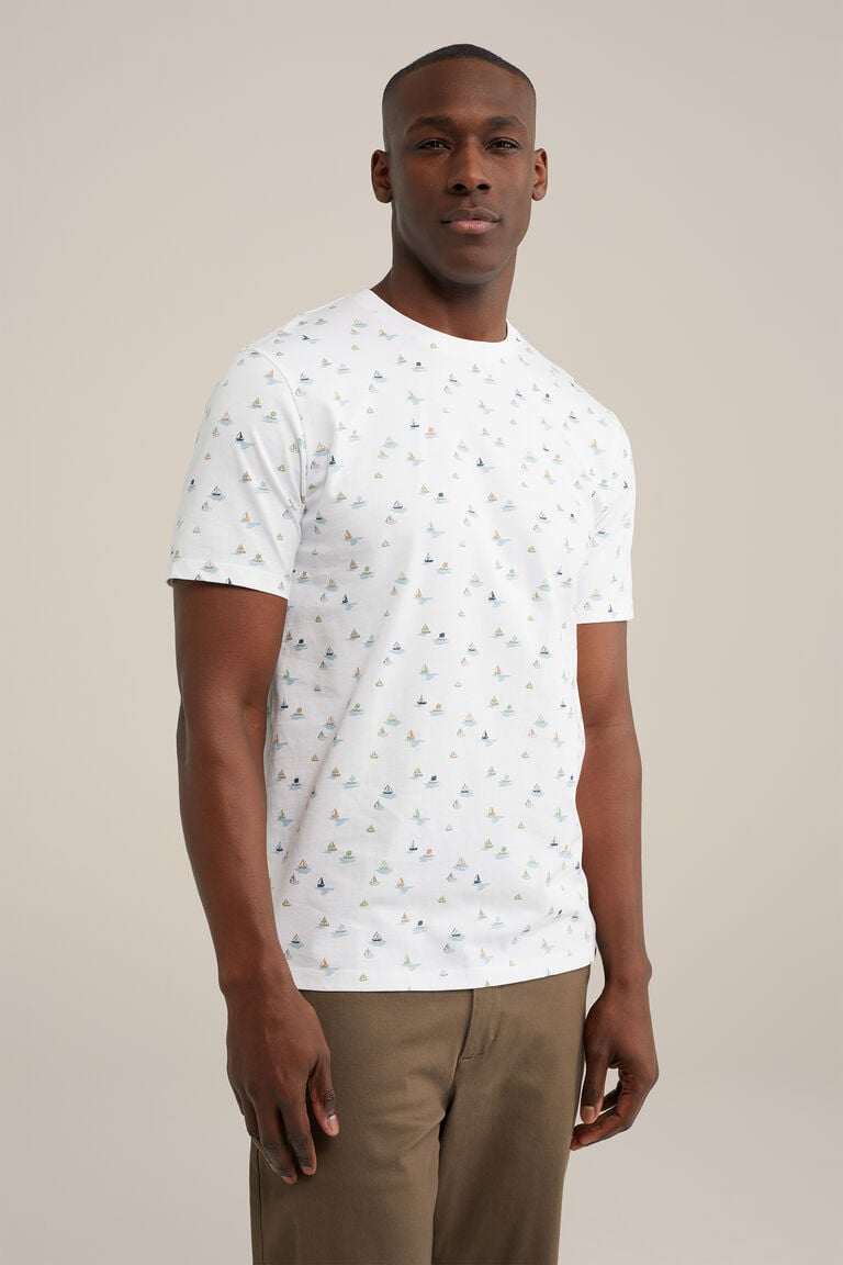 We Fashion Slim Fit T-shirt Met Dessin Wit