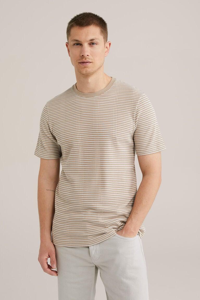 We Fashion Slim Fit T-shirt Met Structuur Beige