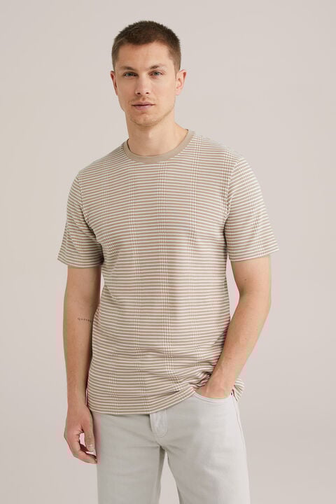 we fashion Slim fit T-shirt met structuur Beige