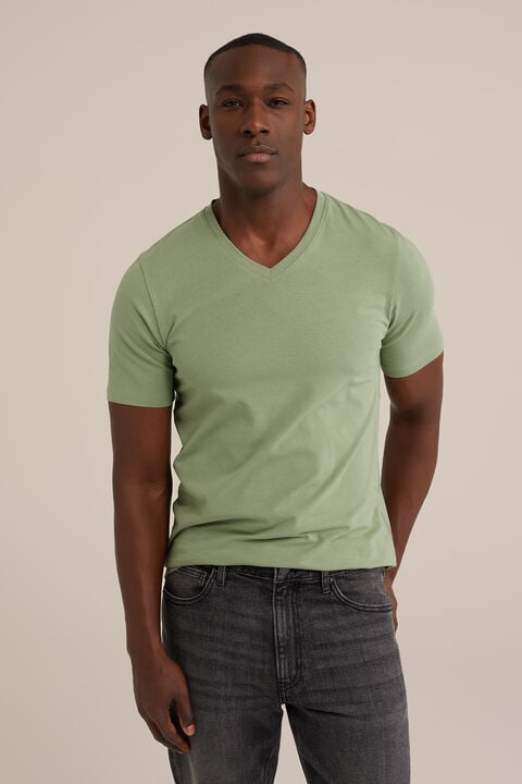 we fashion Slim fit T-shirt met V-hals Lichtgroen