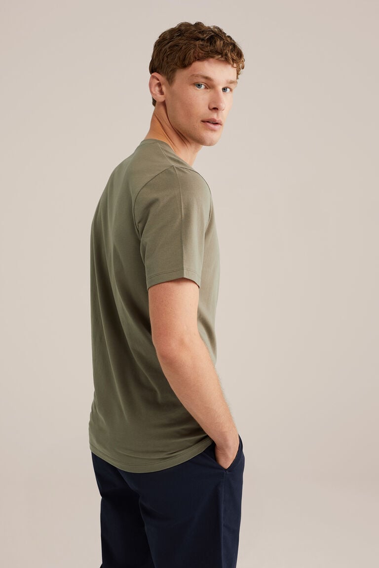 We Fashion Slim Fit T-shirt Met V-hals Olijfgroen