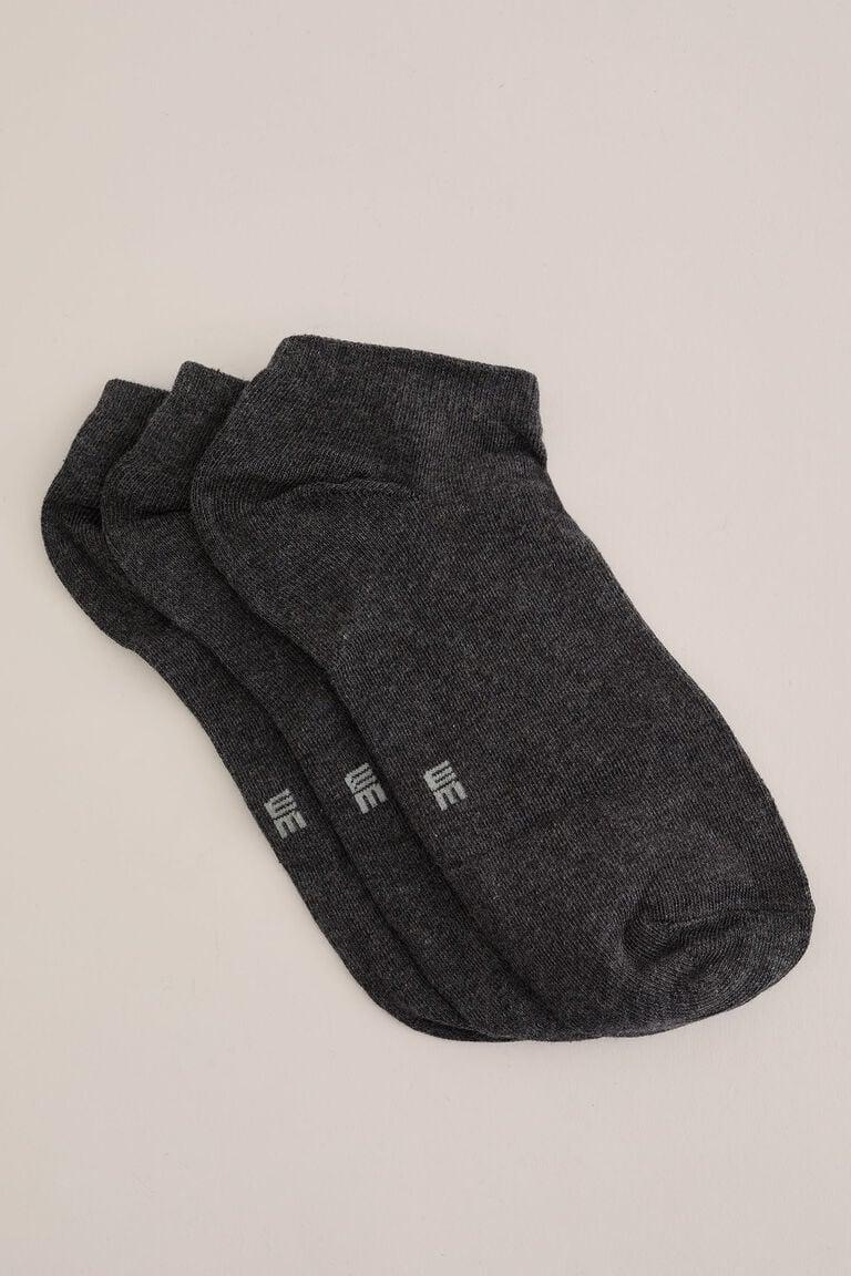 We Fashion Sneaker Sokken 3-pack Donkergrijs