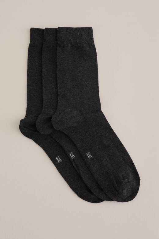 We Fashion Sokken 3-pack Donkergrijs Gemeleerd