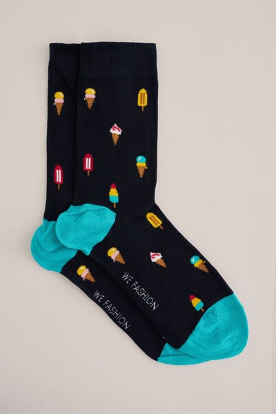 We Fashion Sokken Met Dessin Donkerblauw