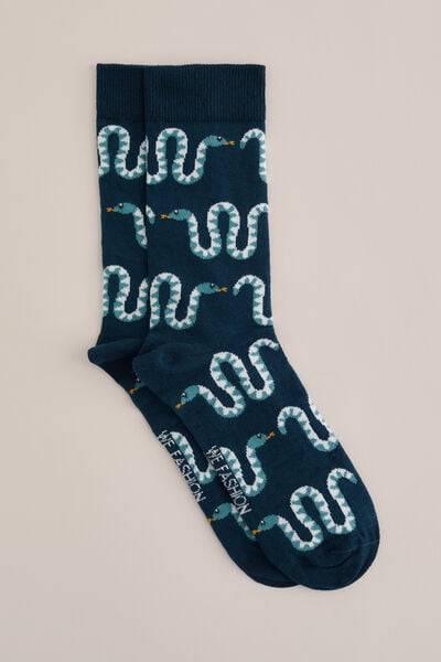 We Fashion Sokken Met Dessin Donkerblauw